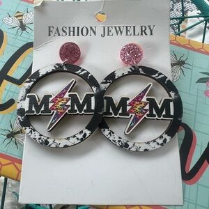 Pink and Black Lightning Bolt Earrings